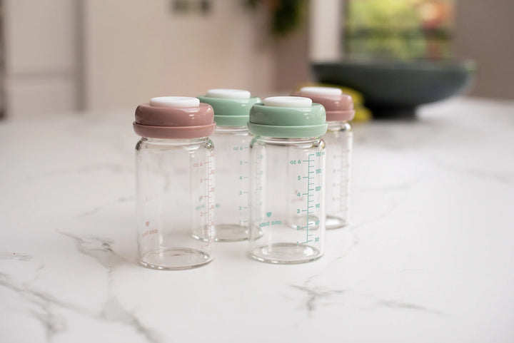 Oppsamlingsflasker for Brystmelk i Glass 180 ml - 4 stk.