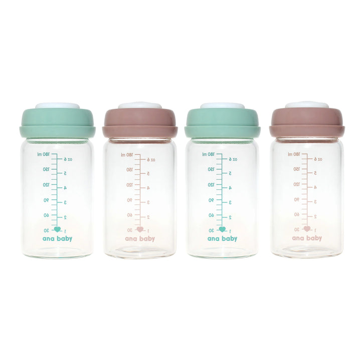Oppsamlingsflasker for Brystmelk i Glass 180 ml - 4 stk.