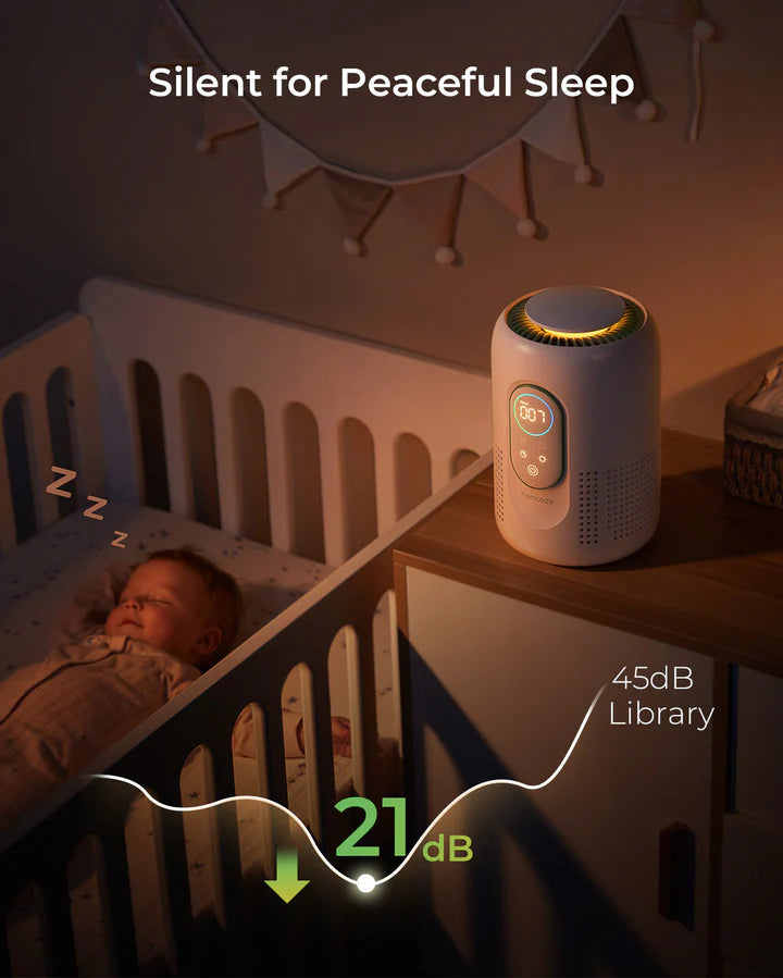 Momcozy CozyBreath Baby Air Purifier luftrenser for baby- og barnerom med nattlys
