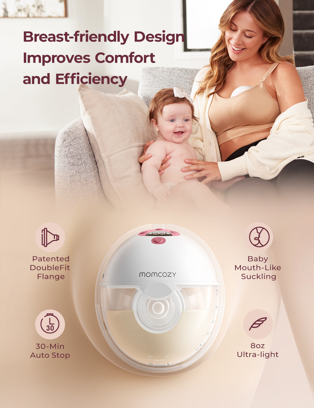 M5 Smart All-in-One Dobbel Elektrisk Brystpumpe - oppgradert med App