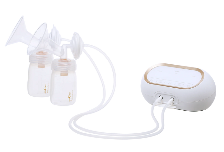 Spectra Dual Compact brystpumpe – kompakt dobbel elektrisk oppladbar brystpumpe med flasker
