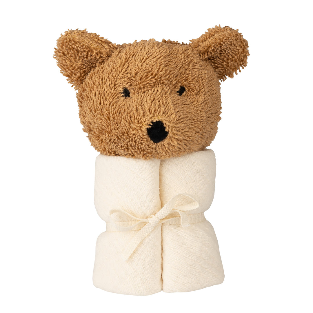 Wooly Organic musselinteppe med bamse 40 x 40 cm