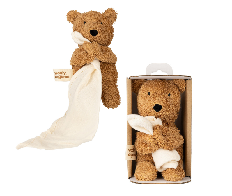Wooly Organic koseklut med bamse 16 cm