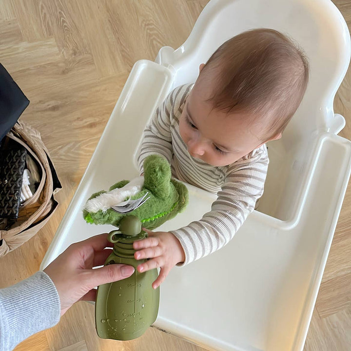 Smoothiepose med skje 120 ml (Mosegrønn)