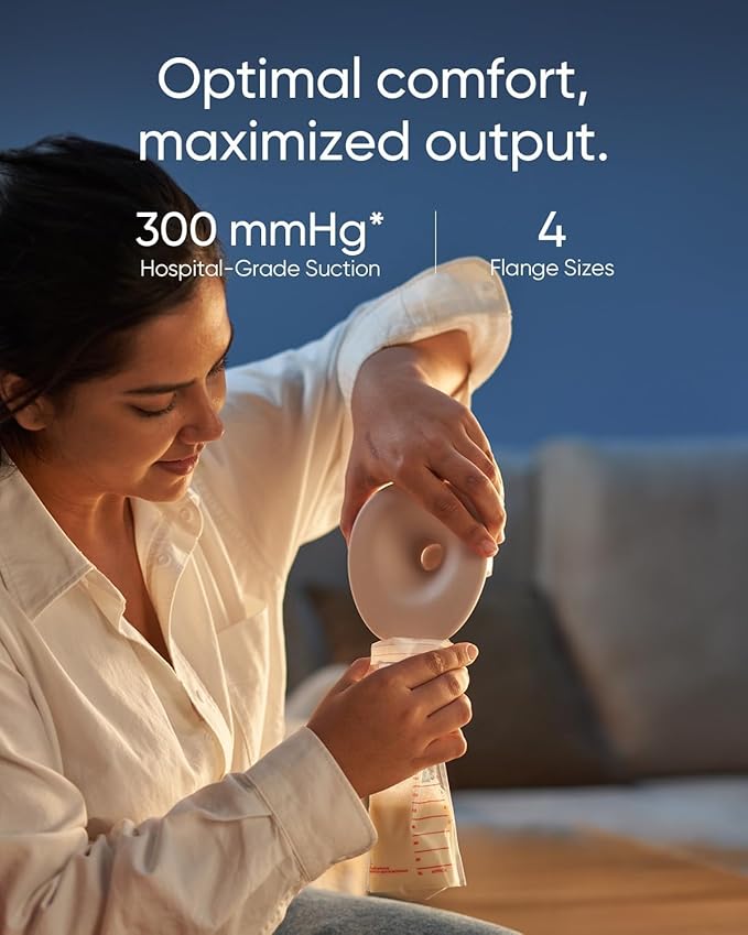Eufy S1 Pro brystpumpe med opptil 300 mmHg vakuum og fire brysttraktstørrelser fra 17 til 24 mm