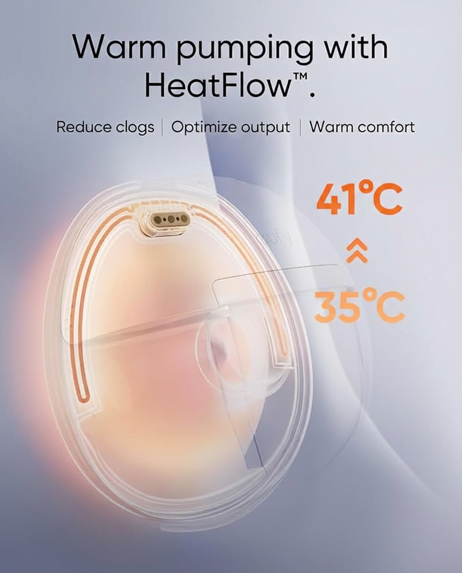 HeatFlow varmefunksjon i Eufy S1 Pro brysttrakt med 7 varmenivåer fra 35 til 41 grader