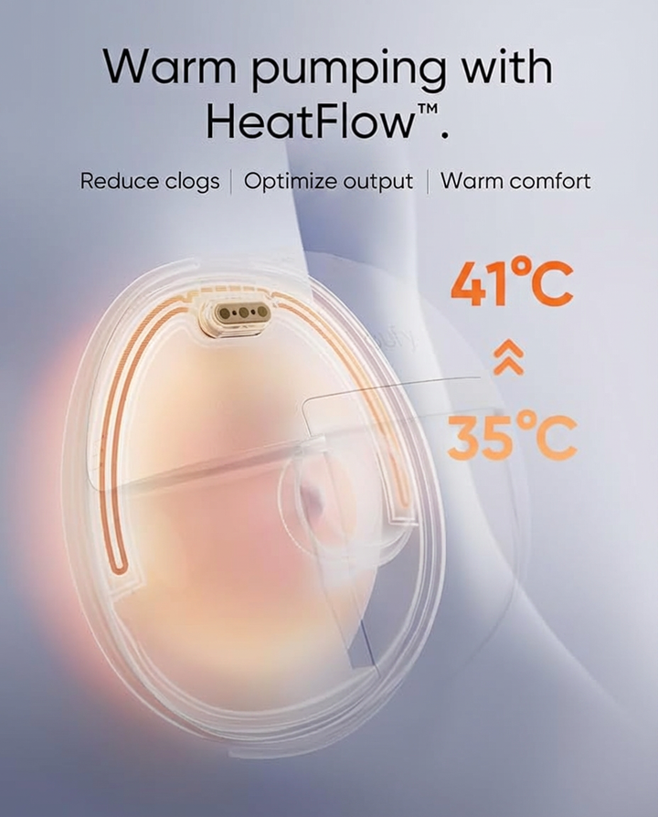HeatFlow varmefunksjon i Eufy S1 Pro brysttrakt med 7 varmenivåer fra 35 til 41 grader